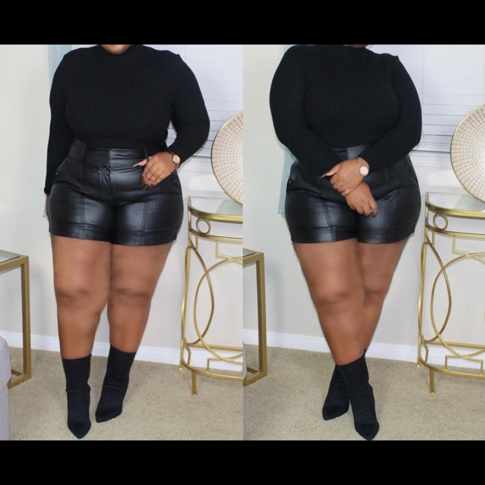 Black Faux Leather Shorts
